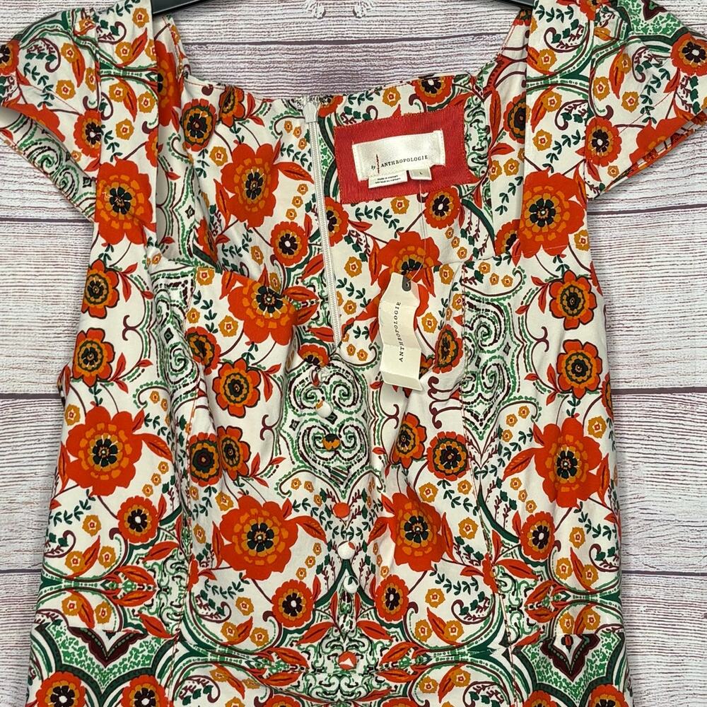 By Anthropologie The Cecily Fit & Flare Sweetheart Neck Floral Dress Large New - Picture 4 of 13